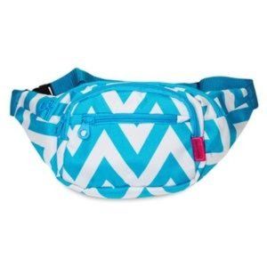 NWOT  Teal Chevron Multi Zip Pocket Fanny Pack